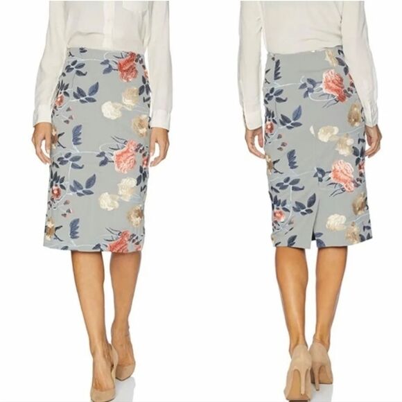 EciβNew York Floral Embroidered Midi Knee Length Pencil Skirt - Picture 2 of 9